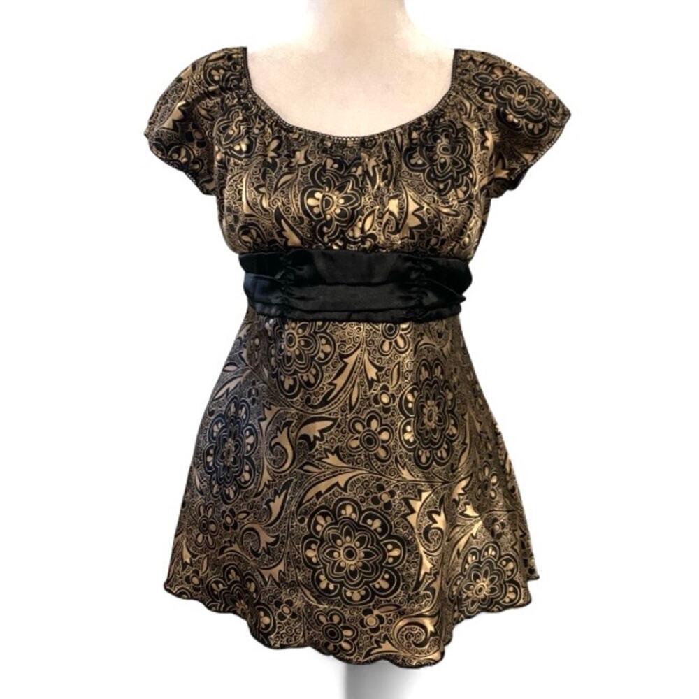 Heart & Soul Y2K Brown Black Babydoll Tie Back Top – XL